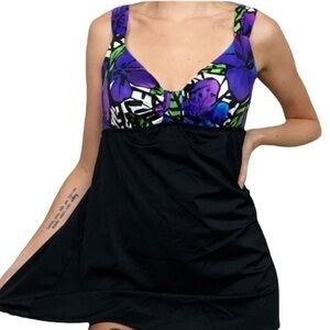 Vintage Longitude one piece dress swim suit size 10